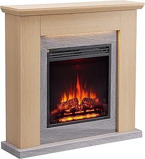 FLAMME Stratford Fireplace with 35" surround with 2kW Fireplace Heater Espresso Oak Multiple Colours Available