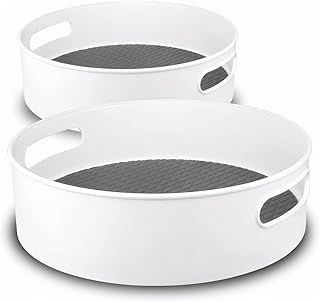 Semlos 2 Packs Turntable Lazy Susan Organizers, 9" and 12" Spice Rack Organisers for Kitchen Organization and Storage, Non-Slip Under Sink Organizers for Pantry, Cabinet, Office, Bathroom