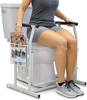Sturdy Disabled & Elderly Toilet Support Frame - Free Standing, Height & Width Adjustable Safety Rails