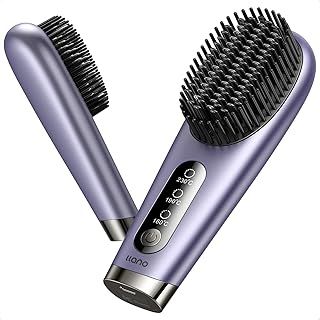llano Cordless Hair Straightener Brush, 2025 Update Portable Mini Straightening for Travel, Negative Ion Hot Comb for Women, 6400 mAh USB Rechargeable, 100M+ Ions (Purple