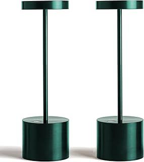 Upgraded Cordless Table Lamp, 5000mAh Rechargeable Battery, IP54 Waterproof, Aluminum Alloy, Up to 40 Hours, Black Set of 2