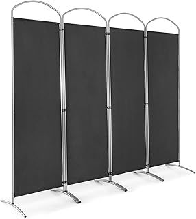 CASART 4/6 Panel Room Divider, Foldable Privacy Screen, Freestanding Partition Screens for Bedroom Living Room Office Garden (4 Panels: 221 x 188cm, Grey)