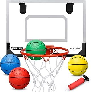 Mini Basketball Hoop for Kids & Adults - Over The Door Hoop with 3 Rubber Balls, Perfect for Home & Office