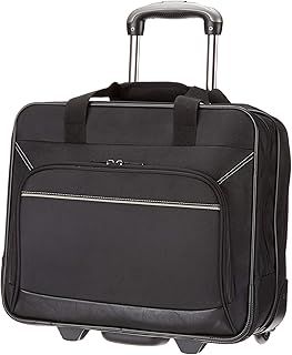 Amazon Basics Laptop bag with quick-rolling wheels and easy-access front pocket - fits Laptops up to 15.6 inch (39.6 cm), Black