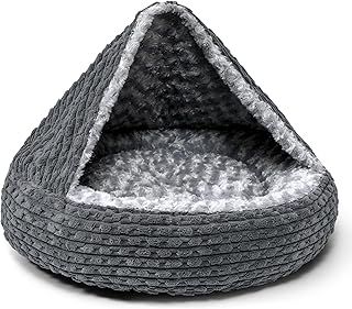 Heymamba Doughnut Dog Bed Medium Dog Cave Bed, Fiber Cotton to Support Medium Dogs, Washable hooded beds for French Bulldog, 66x66x15cm
