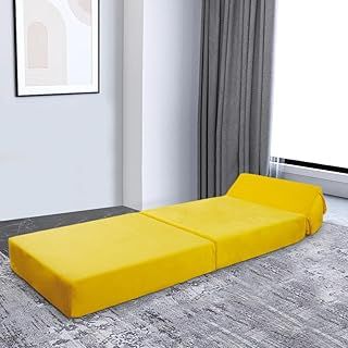 Panana Adult Sofa Futon Z Bed,Jumbo Cord Soft Velvet Premium Material Single Fold Out Mattress Sleepover Chair Living Room Bedroom Toddler Furniture,Yellow