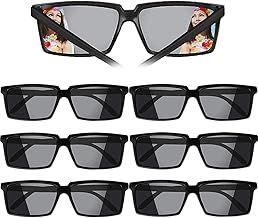 6 Pieces Mirror Rear View Spy Glasses Funny Costume Spy Glasses with Side Mirrors to See Behind for Adults Kids Spy Theme Party Birthday Party Eyewear Photo Booth Props, Black