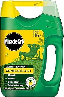 Miracle-Gro 121187 EverGreen Complete 4-in-1 Spreader, Lawn Food, Weed & Moss Control, 80 m2, Yellow