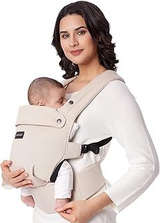 Momcozy Baby Carrier - Ergonomic, Cozy and Lightweight Infant Carrier for 7-44lbs, Effortless to Put On, Ideal for Hands-Free Parenting, Enhanced Lumbar Support, Khaki