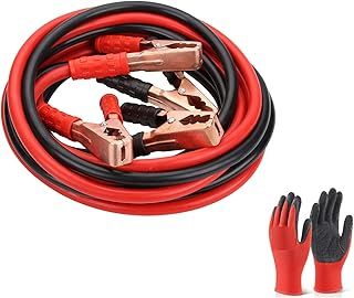 4M Jump Leads 1000AMP Booster Cables Heavy Duty Battery Jump Leads Long Booster Cables Battery Starter with Colour Coded Clamp Gloves and Carry Bag for Petrol Diesel Car Van Truck