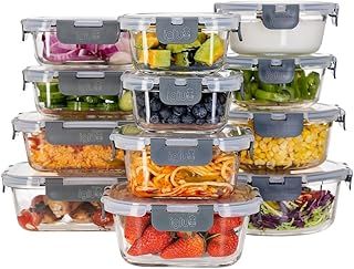 Igluu Meal Prep Glass Containers with Lids (12 Pack: 4 Rectangle, 4 Square, 4 Round) - Reusable Meal Prep Containers, Microwave, Oven, Freezer & Dishwasher Safe - Leakproof Food Storage Containers
