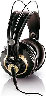 AKG K240 Studio Professional Semi-Open, Over-Ear Headphones, High Performance design, 3.5mm and 1/4" adapters, self adjusting headband - Black and Gold