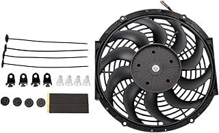 Twilight Garage 12" inch Universal High Performance 12V Slim Electric Cooling Radiator Fan With Fan Mounting Kit - Black