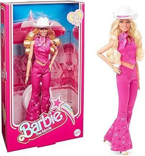 Barbie The Movie Doll, Margot Robbie Doll with Pink Western Outfit Including White Cowgirl Hat from Movie, Toys for Ages 3 and Up, One Doll, HPK00