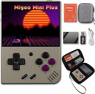Miyoo Mini Plus Handheld Game Console 3.5-inch 640*480 IPS Screen 3000mAh Miyoo-Mini+ with Portable Case Transparent Black