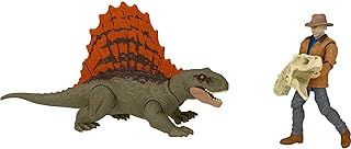 Jurassic World Dominion Dr Alan Grant & Dimetrodon Human and Dino Pack with 2 Action Figures, Toy Gift Set and Collectible