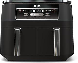 Ninja Foodi Dual Zone Digital Air Fryer, 2 Drawers, 7.6L, 4-in-1, Uses No Oil, Air Fry, Max Crisp, Roast, Reheat, Non-Stick, Dishwasher Safe Baskets and Crisper Plates, Black AF200UK