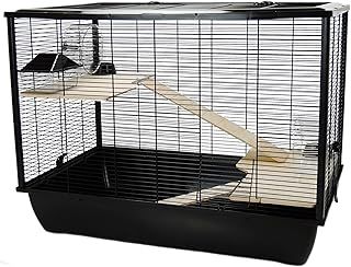 Langham Tall Rat and Hamster Cage with Two Floors, 78 x 48 x 58 cm, Black