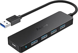 Aceele USB 3.0 Hub,USB 3.0 Ports & Type C Powered Port, Ultra Slim Data Hub For MacBook Pro/Air, iMac, Mac Pro/mini, Surface Pro, Dell XPS, Laptop, USB Flash Drives, Mobile HDD, PS5, and More