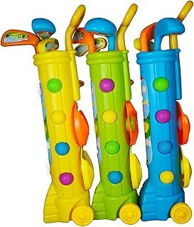 Kids Golf Caddy Set | With Balls and Clubs | Kids Outdoor Game | Garden Toy | Junior Golf Caddy Set |Plastic Toy Cart Caddy | Family Beach Game | Multicolour