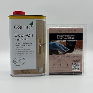 Osmo Door Oil 3033 (Raw 1 Litre) + Free Priory Polishes Lint Free Cloth