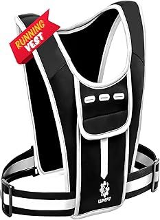 LUMEFIT Running Vest Phone Holder – Practical Jogger Phone Holder – Reflective Running Phone Holder with Water Bottle Pocket and Fixing Rope – Features Headphone Jack and Shoulder Pocket
