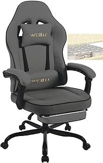 WOLTU Gaming Chair with Pocket Spring Cushion, Modern Ergonomic Swivel Gamer Chair, 150 kg Load Capacity, Grey Tech Fabric
