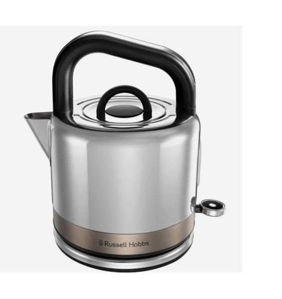 Russell Hobbs Distinctions 1.5L Cordless Electric Kettle (Fast boil, 3KW, Removable washable anti-scale filter, Pull to open lid, Perfect pour spout, Stainless Steel & Titanium) 26422
