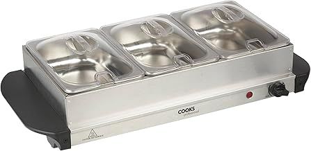Cooks Professional 5-Section Buffet Warmer | 9.6 Litre Capacity with Hotplate Function | Adjustable Temperature Control Dial | 450W Electric Buffet Food Server | Black