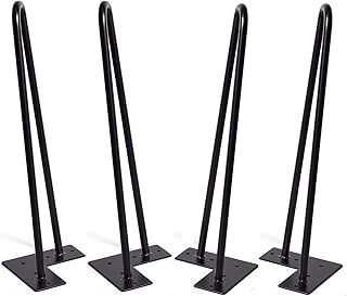 MSOBAIW 16 inch Hairpin Metal Coffee Table Legs Set of 4, DIY Furniture Pin Legs for Side Table, Nightstand, Chair ect, 3/8" Thick Heavy Duty Mid-Century Modern (16", Black)