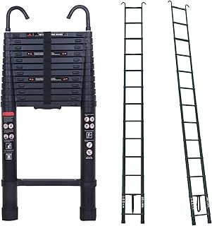 Aluminium 5m Telescopic Ladder - Extendable, Portable, Multi-Purpose, Sturdy & Safe for Climbing, Folding Roof Loft Ladder, 150KG Capacity