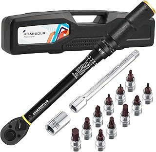 3-25 Nm Torque Wrench for Bicycles, 1/4 Torque Wrench, Bicycle Torque Wrench Set with Bits and Extension Rod for Bicycles, ±3% Error Accuracy, Small Torque Wrench