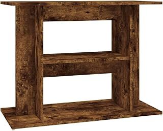 vidaXL Smoked Oak Aquarium Stand - Engineered Wood Fish Tank Support With Tiered Storage, Elegant Home Decor - 80x35x60cm