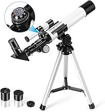 Telescope for Kids, Uverbon F40040 Astronomical Telescopes with Finder Scope Compass and Tripod Refractor Telescope for Kids and Beginners White