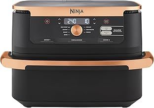 Ninja Foodi FlexDrawer Air Fryer, Dual Zone with Removable Divider, Large 10.4L Drawer, 7-in-1, Air-Fryer, Air Fry, Roast, Bake, Crisp, Non-Stick Dishwasher Safe Parts, Black and Copper, AF500UKCP