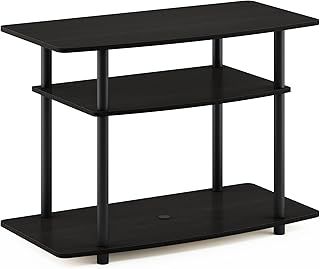 Furinno No Tools 3-Tier Entertainment Center Stand, TV Stands, TV Unit, TV Shelf, Espresso/Black