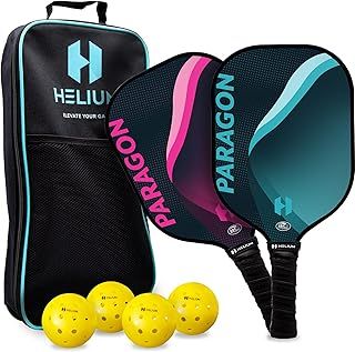 Helium Pickleball Paddle Set of 2 - USAPA Certified - Graphite Fiberglass Surface, Lightweight Honeycomb Core