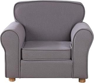 Big Kids Armchair,Linen Fabric Toddler Sofa Chair with Adjustable Wooden Legs for Children 0-6 Years Old (Gray)