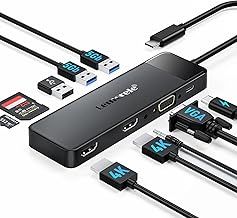 Docking Station USB C Hub 3*Display- 10 in 1, (2025 Upgrade) Lemorele USB C Dock 2*HDMI Adapter 4K, 3 USB 3.0/2.0, VGA, PD 100W, Audio, SD/TF, for HP Laptops, ThinkPad, MacBook, Surface
