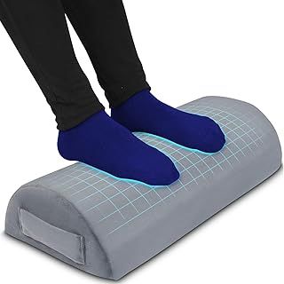 Ergonomic Footrest Cushion, Pillow Support for Foot Rest Under Desk Knee, Leg, Back and Lumbar, Premium Memory Foam, Grey Velvet - Memory Foam Pillow - Bolster Pillow - Lumbar Support