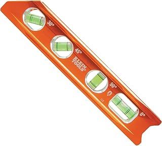 Klein Tools 935RB Torpedo Level, 8-Inch Billet Magnetic Level, 0/30/45/90 Degree Vials, V-Groove, Tapered Nose, High-Visibility Vial and Body