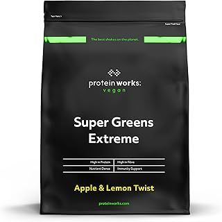 Protein Works - Super Greens Extreme , 150+ Health Benefits , 41 Active Ingredients , Vegan & Gluten Free , No Added Sugar , 20 Servings , Apple & Lemon Twist , 250g