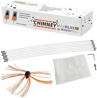Chimney Cleaner Kit Drill Powered Sweeping Brush Rotary Cleaner Brush 7 Metre Fireplace Wood Burner Flue Reinforced Nylon Flexible Rods Free Dust Sheet & Storage Bag, Drill Adapter & Allen Key