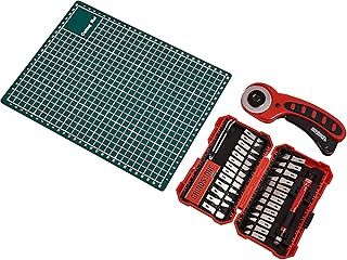 Amtech S0504 Hobby and Craft Set Rotary Cutter, Tweezer, A4 Cutting Mat, Sharpening Stone and 31pc Storage Case