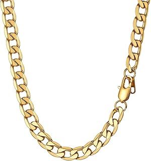 PROSTEEL Mens Cuban Chain Necklace, Curb Link Chains Silver/Gold Plated, 4mm/6mm/9mm/13mm Width, 18"-30" Inches, Hip Hop Jewellery -Send Gift Box