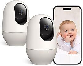 Nooie Baby Monitor 2 Pack WiFi Baby Monitor with Camera and 2K Night Vision,360-degree Wireless Video Baby Camera,Indoor Baby Camera,AI Motion Tracking Sound Detection,Works with Alexa, SD/Cloud