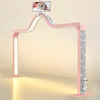32inch Lash Light Lamp, 3000K-6000K Adjustable Brightness Desk Lash Light for Lash Extensions, Fill Light Eyelash With Mobile Phone Holder for Eyelash, Facial Spa, Manicure, Tattoo