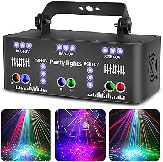 Littleboyny DJ Disco Light Party Light, LED RGB Projector Music Controlled Lights, DMX UV Effect Spotlight for KTV Bar Family Reunion Wedding Birthday Halloween