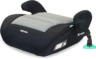 My Babiie Booster Lite R129 Car Seat - Lightweight at 1kg, Approx. 6-12 Years (125-150cm, 22-36kg), i-Size Backless Child Car Seat, Group 3, Compact, Portable, Ideal for Travel - Black & Grey