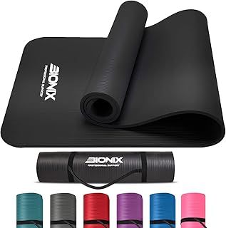 Bionix Premium Printed Yoga Mat - Thick Exercise Foam NBR with Non Slip Large Surface & Carry Straps | Perfect for Pilates Gymnastics Fitness Workout Home Gym Training Equipment | Best For Men Women